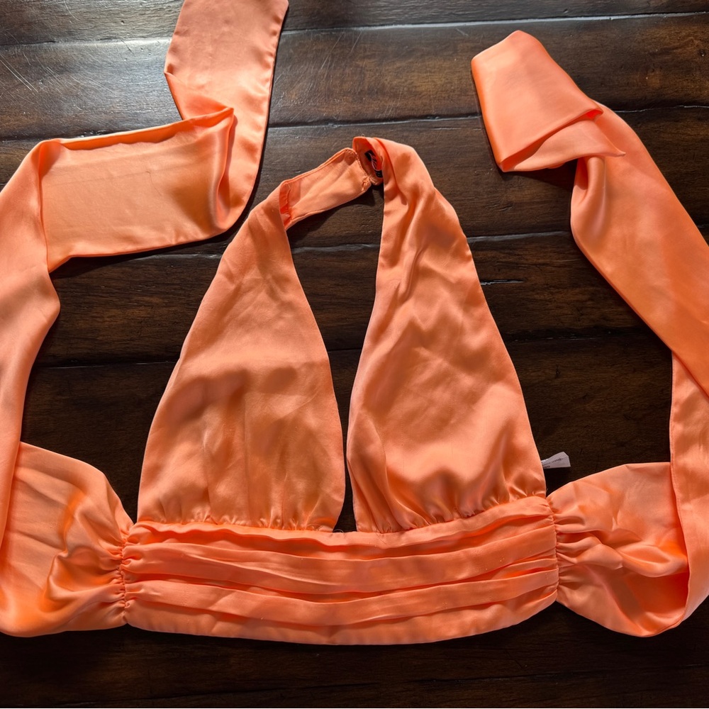 Zara Elegant Orange Halter Bralette- Size M